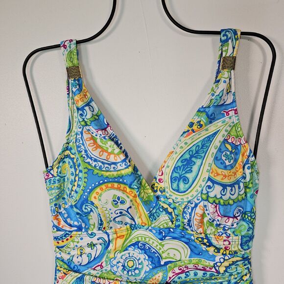 Ralph Lauren  One-Piece Swimsuit Womens Size 6 Carnival Paisley Underwire Beachy - Picture 3 of 14